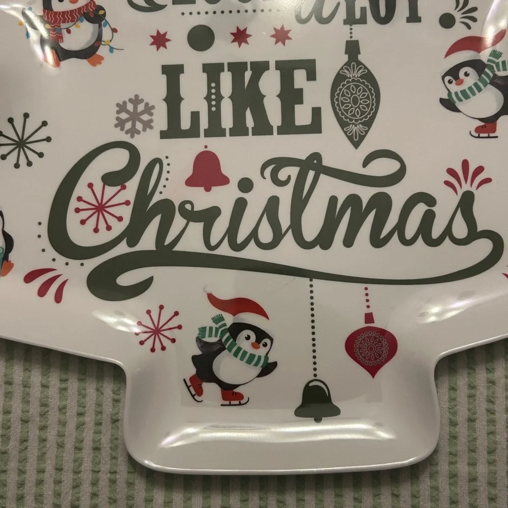 Christmas Tree Shaped Plate Penguin It’s Beginning to Look a lot like Christmas - Picture 10 of 16